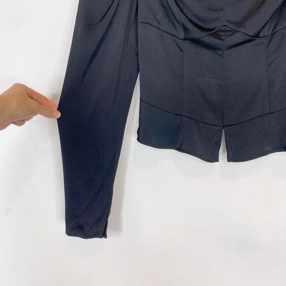 NWT GOOD AMERICAN Too Tempted Satin Corset Top whimsigoth black 2k - Picture 4 of 9